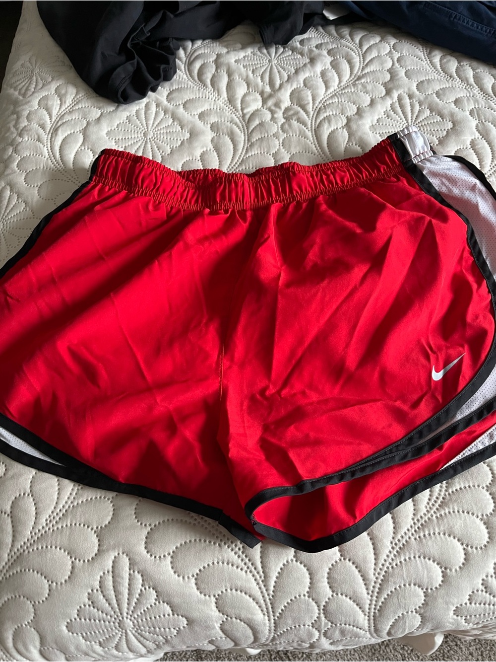 Nike Women’s Bright Red Athletic Running Shorts with Black Trim